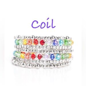 Multicolor Rainbow Beaded Coil Bracelet